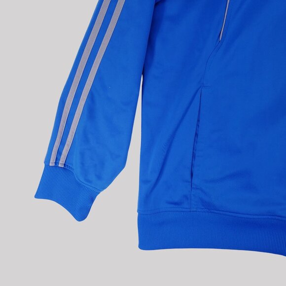Adidas Blue Full-Zip Climalite Track Jacket With Striped Sleeves Mens XL - Picture 5 of 9